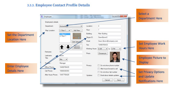 employee contact profile details