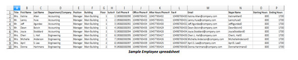 sample employee spreadsheet